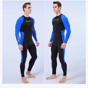 SLINX Full Body Dive Skin Rash Guard Wetsuit US Small Black Blue Stirrups